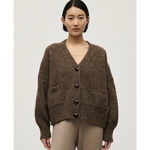 Babaa Cardigan No. 17 Oak Brown Button Up No17  Boxy Knit Sweater Wool Dark Mist